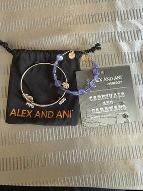 Alex & Ani Swarovski crystal beads & Amethyst Beaded Expandable Bracelets Set